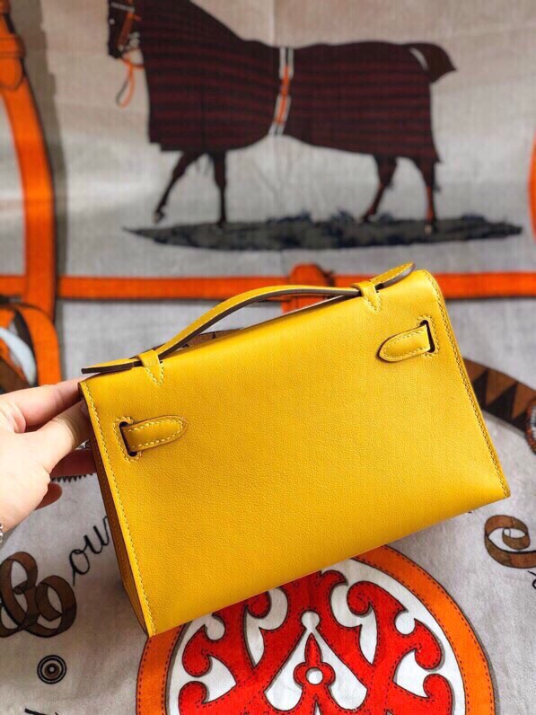 에르메스 미니 켈리백22 앰버 옐로우 은장 스위프트